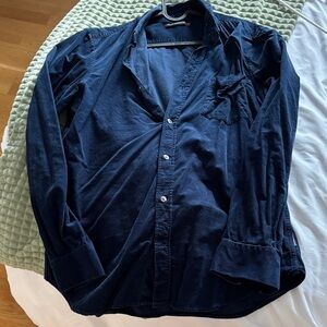 French Connection Dark Blue Corduroy Button Down Shirt